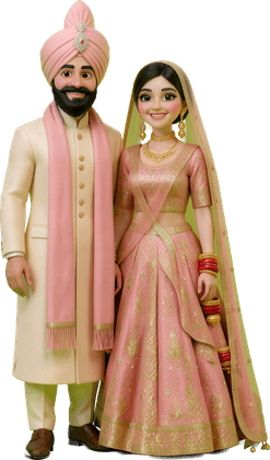 Anand Karaj ke 3D dulha-dulhan